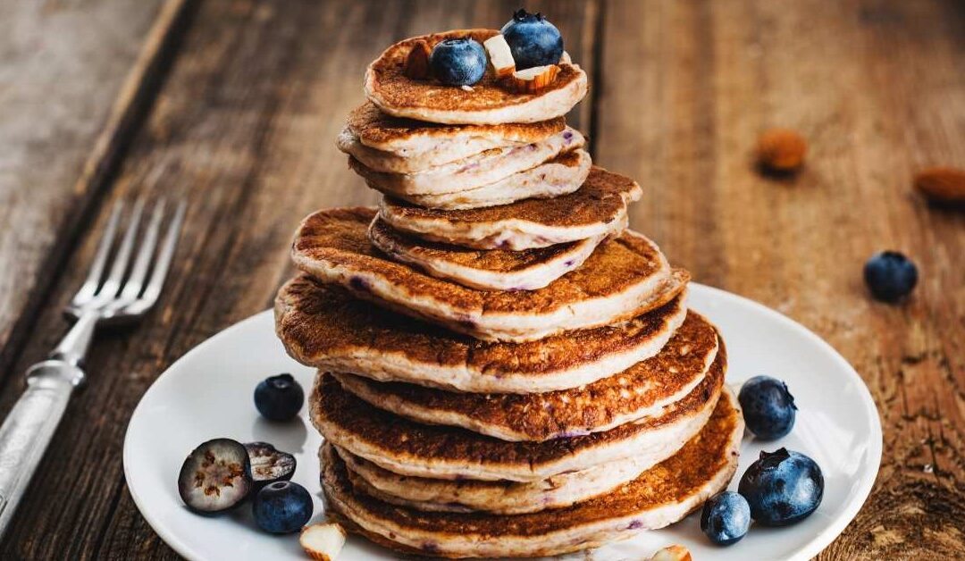 Blueberry Oat Protein Pancakes